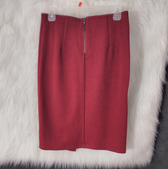 Ezra Burgundy High Low Front Slit Skirt Size M - Picture 4 of 6